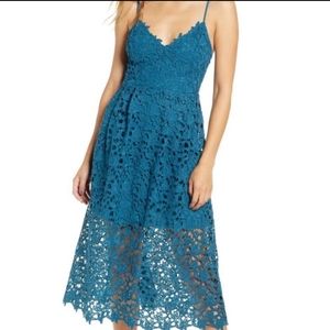 ASTR the label turquoise lace midi dress